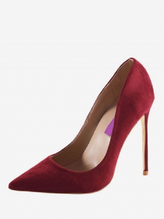 Dame Burgundy Semsket Spiss Tå Basic Pumps Stiletto Heels Dress Sko