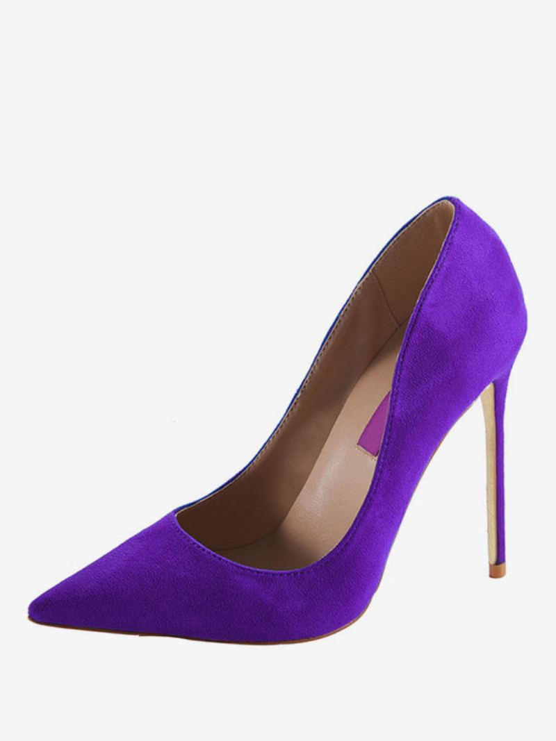 Dame Burgundy Semsket Spiss Tå Basic Pumps Stiletto Heels Dress Sko - Lilla