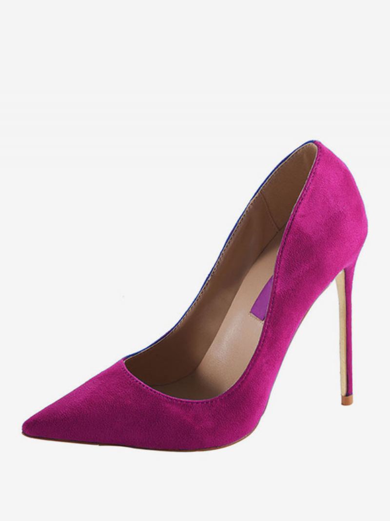 Dame Burgundy Semsket Spiss Tå Basic Pumps Stiletto Heels Dress Sko - Rose