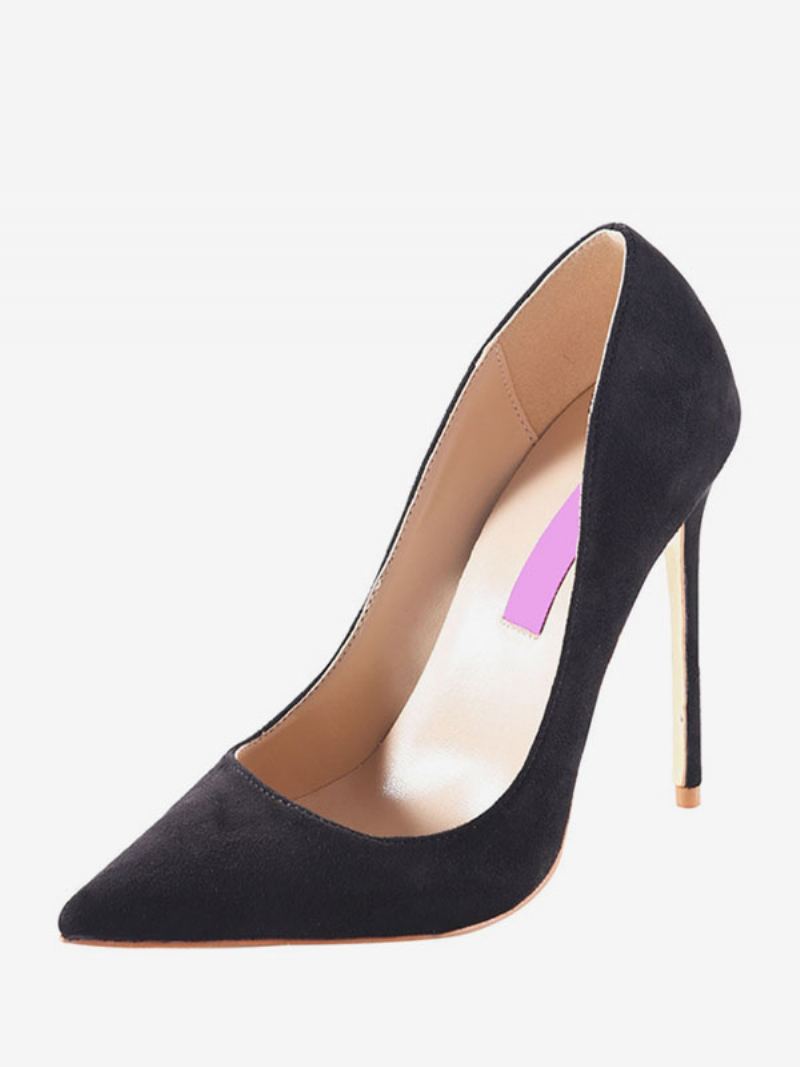 Dame Burgundy Semsket Spiss Tå Basic Pumps Stiletto Heels Dress Sko - Sort