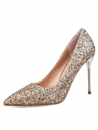 Dame Glitter Prom Sko Spisse Tå Stiletto High Heel Pumps