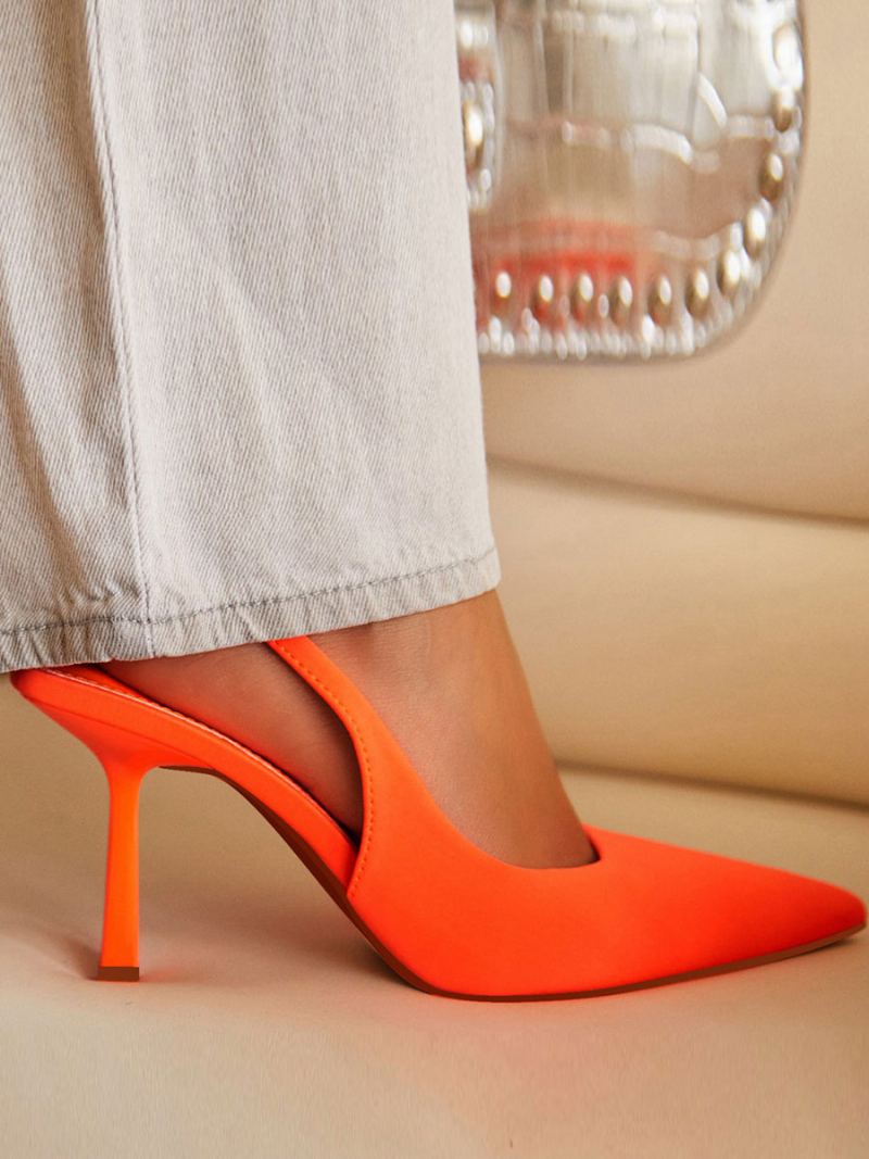 Dame Høye Hæler Stiletthæl Polyester Pumps - Oransje