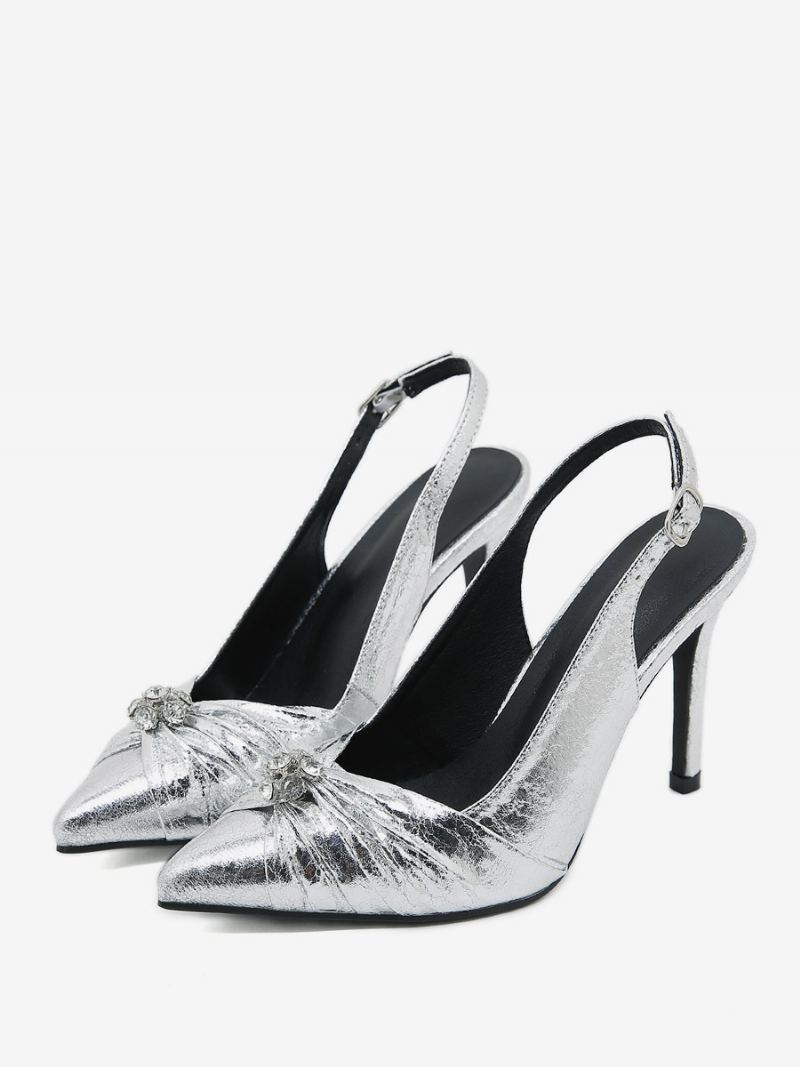 Damehæler Rhinestones Chic Pumps Spissetå Stiletthæl Pu-skinn