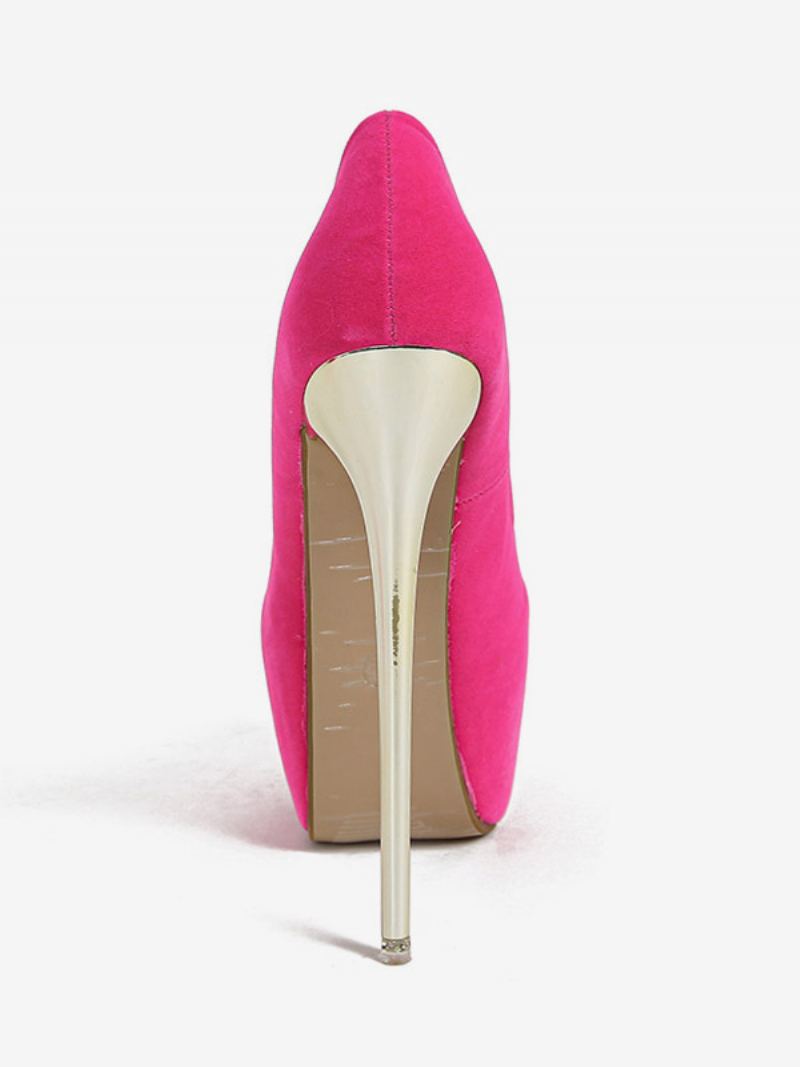 Damehæler Sexy Mandel Toe Pumps Stiletthæl Micro Suede Øvre - Rose