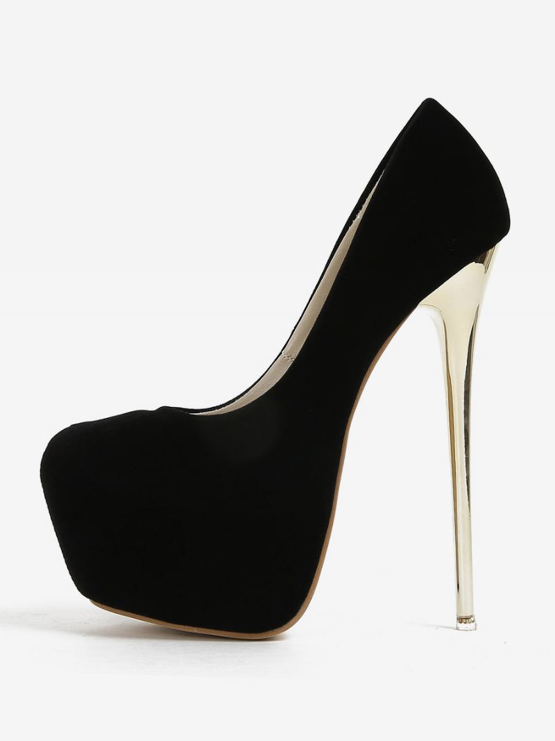 Damehæler Sexy Mandel Toe Pumps Stiletthæl Micro Suede Øvre - Sort