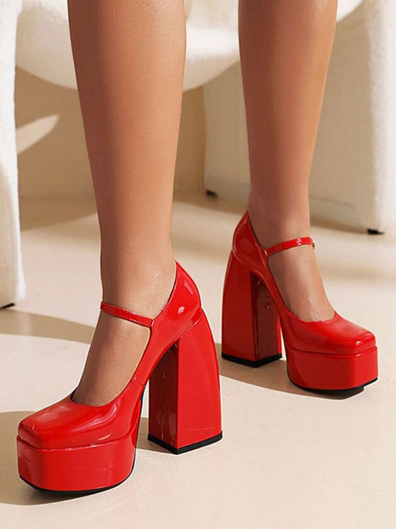 Dameplattform Mary Jane Pumps Chunky Heel