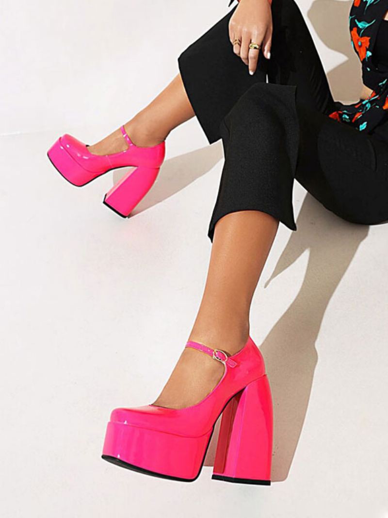 Dameplattform Mary Jane Pumps Chunky Heel - Rose