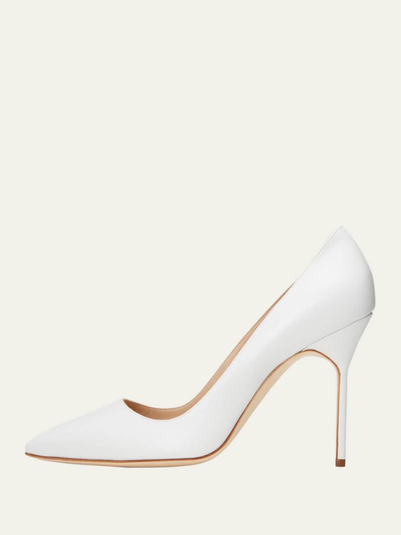 Høye Hæler For Kvinner Gull Alomond Toe Stiletto Heel Dress Pumps - Hvit