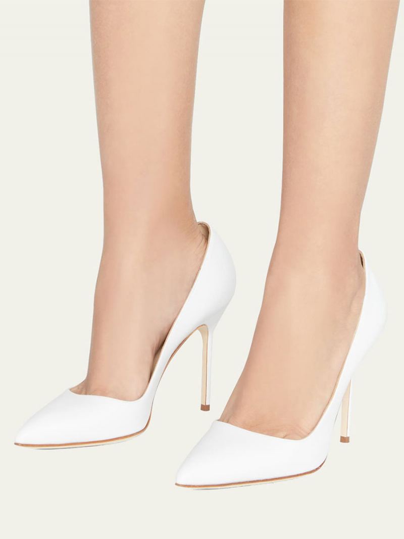 Høye Hæler For Kvinner Gull Alomond Toe Stiletto Heel Dress Pumps - Hvit