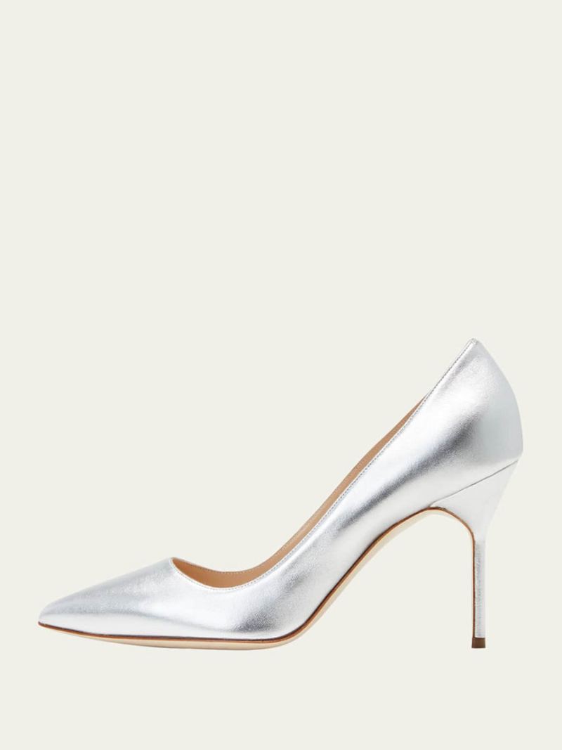 Høye Hæler For Kvinner Gull Alomond Toe Stiletto Heel Dress Pumps - Sølv