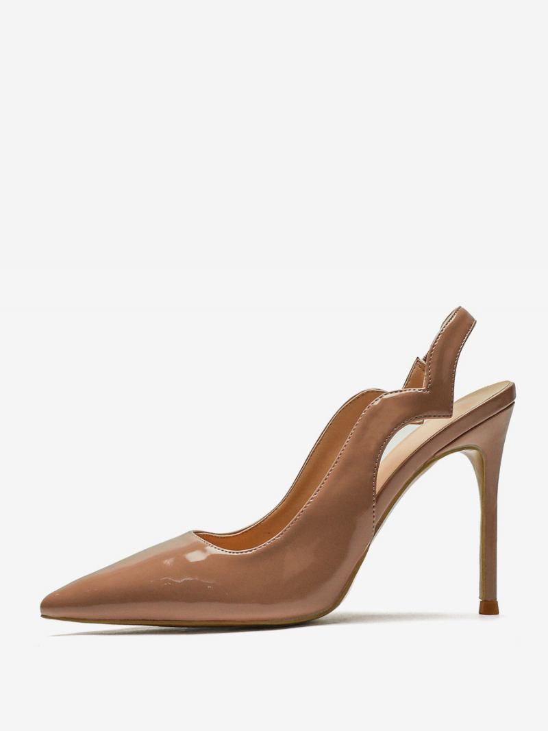 Høye Hæler For Kvinner I Plussstørrelse Slingback-pumper Med Spiss Tå - Camel