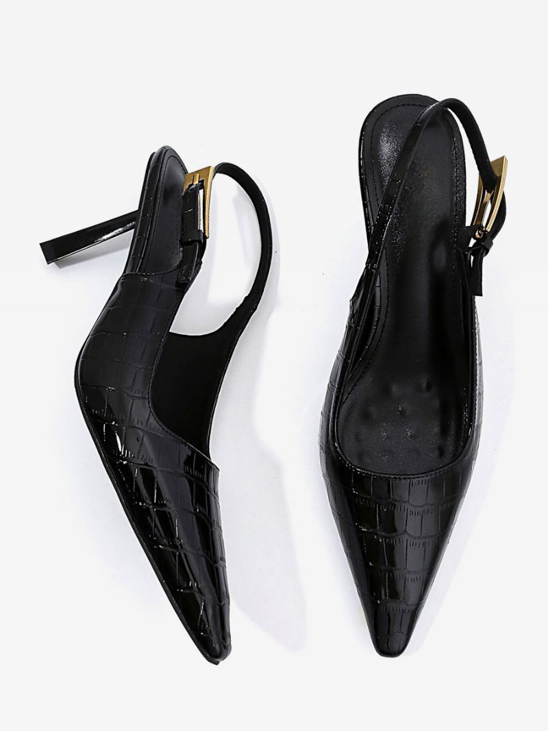 Høye Hæler For Kvinner Med Spiss Tå Spesialformede Slingback Pumps - Svart