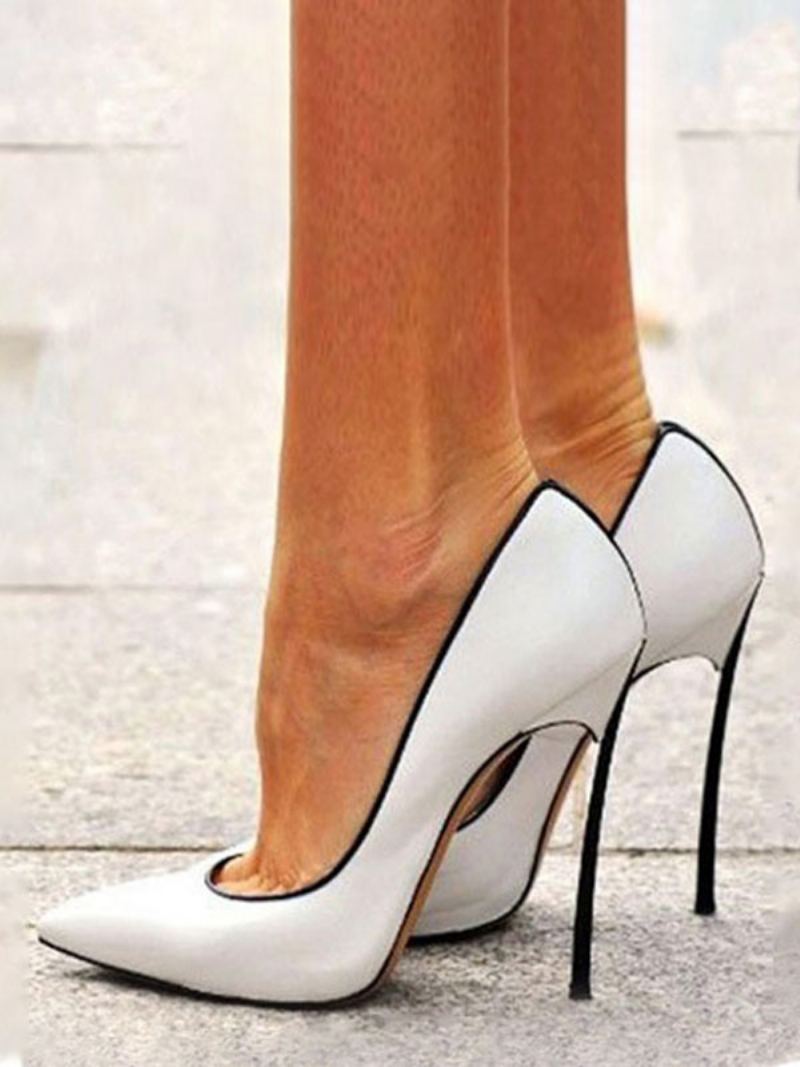 Høye Hæler For Kvinner Med Spiss Tå Stiletto Plus Size Elegant White Pumps