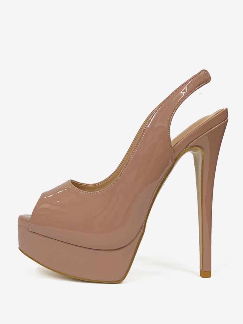 Høye Hæler For Kvinner Peep Toe Plattformsko Stiletthælpumper - Camel