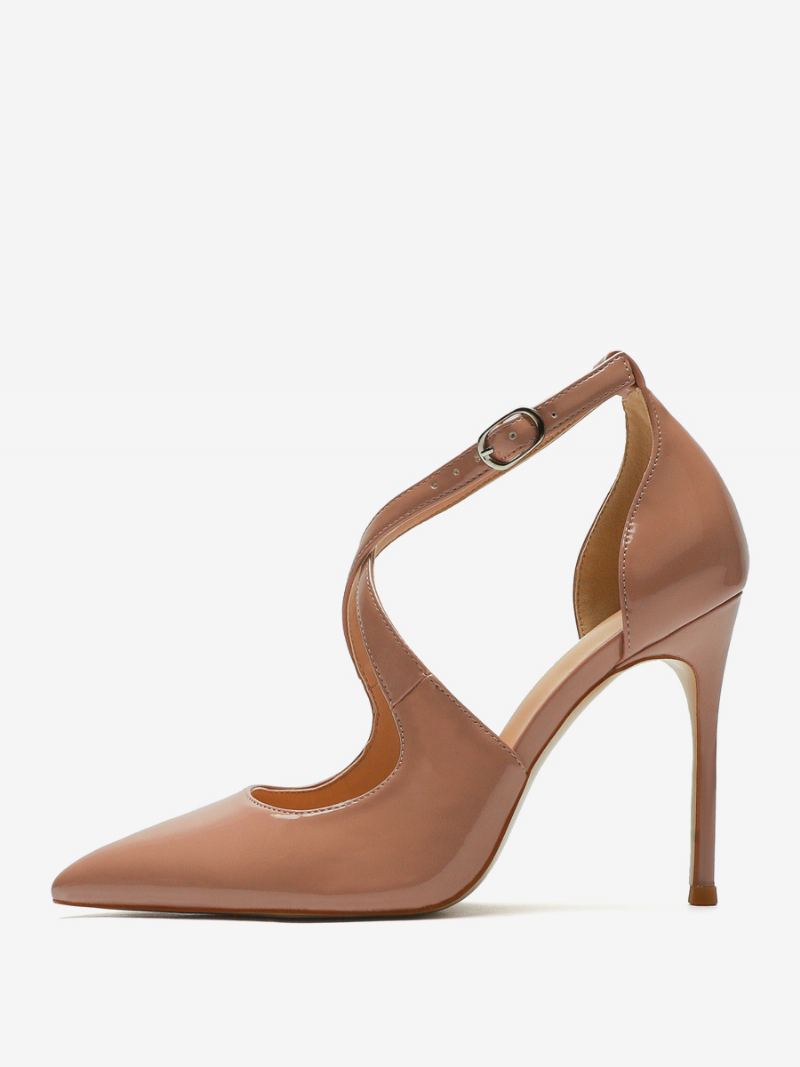 Høye Hæler For Kvinner Pluss Størrelse Cirss Cross Stiletto Heel Pumps - Kamel