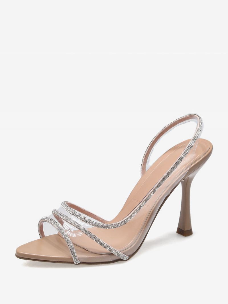 Høye Hæler For Kvinner Rhinestones Åpen Tå Slingback Pumps