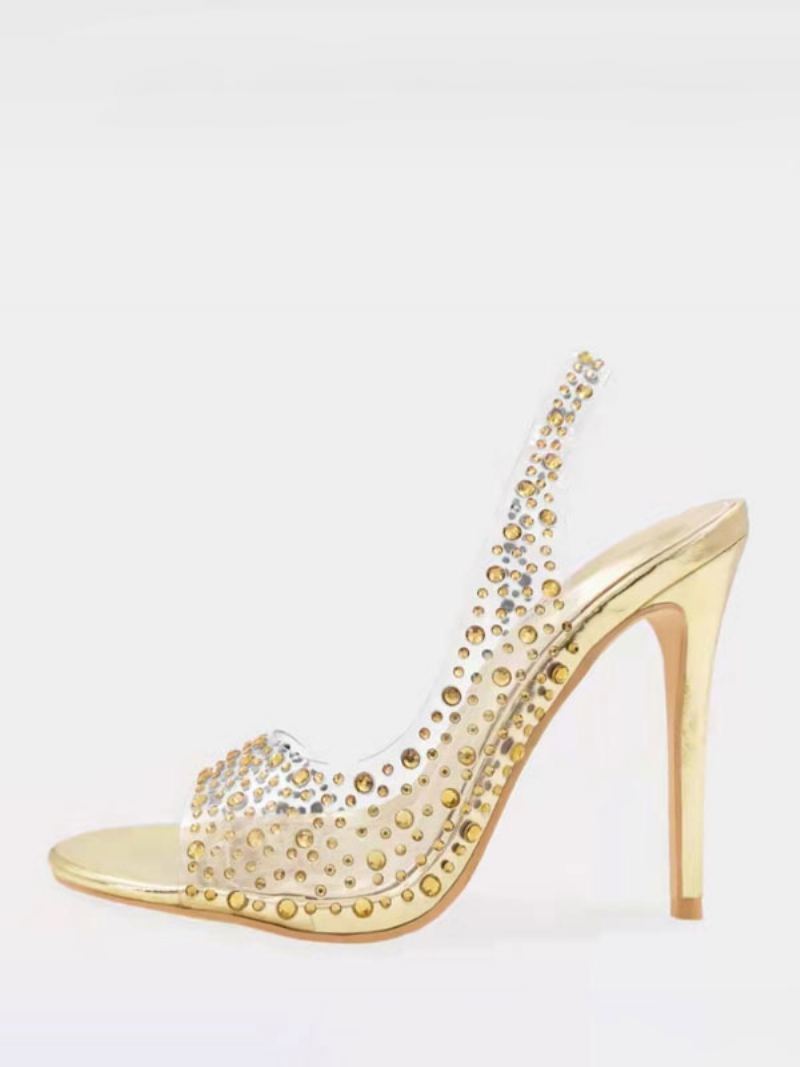 Høye Hæler For Kvinner Rhinestones Elegante Åpen Tå Stiletthæl Ballsko