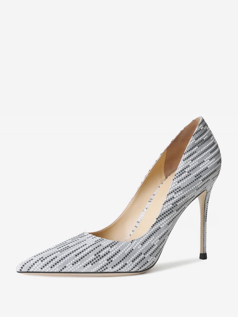 Høye Hæler For Kvinner Stripes Pumps Paljetter Sexy Spiss Stiletthæl