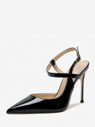 Høye Hæler For Kvinner Svarte Spisse Sandaler Med Stiletthæl Slingback Pumps