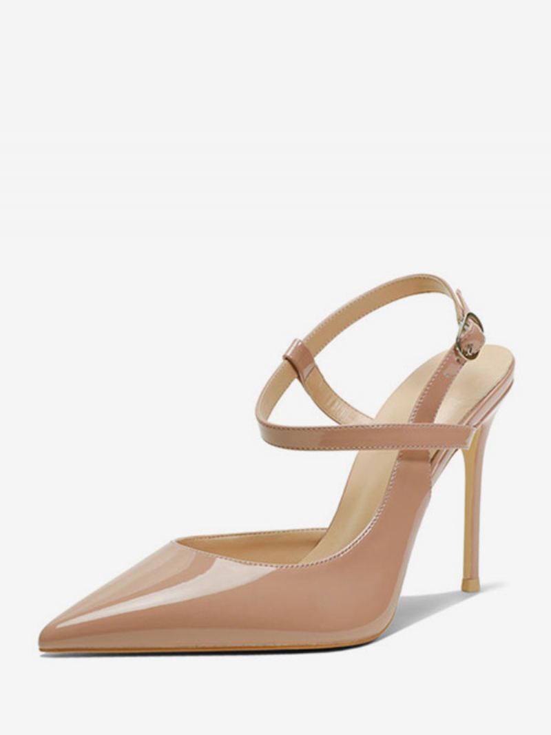 Høye Hæler For Kvinner Svarte Spisse Sandaler Med Stiletthæl Slingback Pumps - Gul / Rød