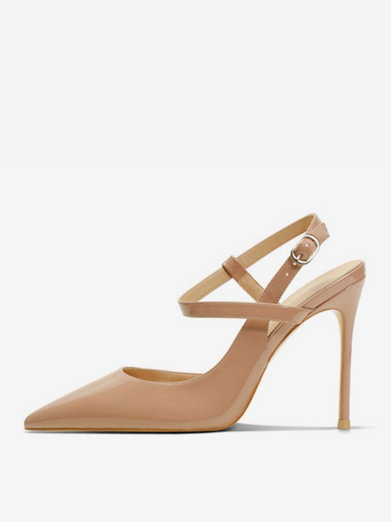 Høye Hæler For Kvinner Svarte Spisse Sandaler Med Stiletthæl Slingback Pumps - Gul / Rød