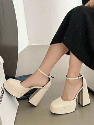 Høye Hæler Plattformer For Kvinner Chunky Heel Pumps Pu-skinn