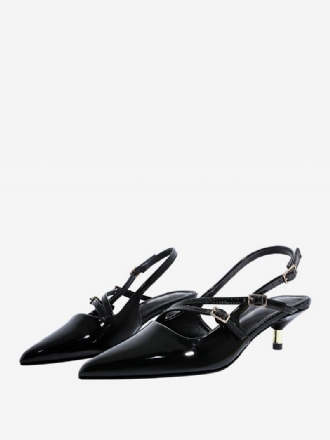 Kitten Heek Pumps Black Slingback Spisse Hæler For Kvinner