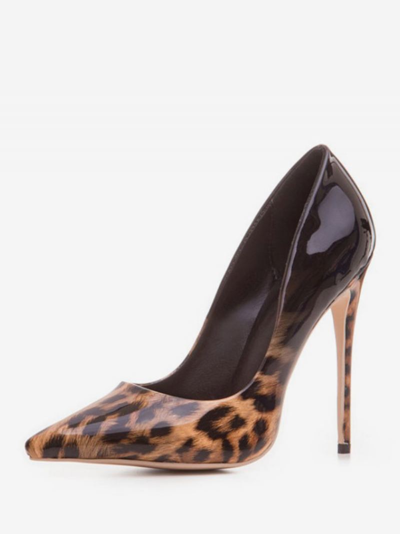 Kvinner Høye Hæler Spiss Tå Leopard Print Stiletto Prom Heel Pumps - Sort