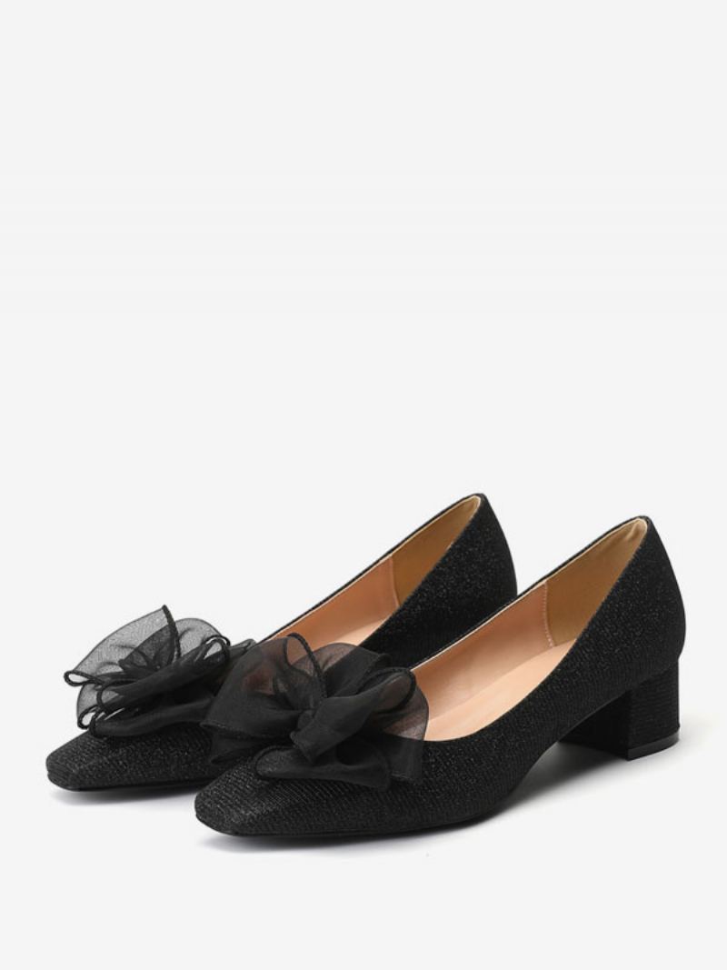 Kvinner Mellom-lave Hæler Slip-on Buer Square Toe Pumps Chunky Heel Office & Career Black