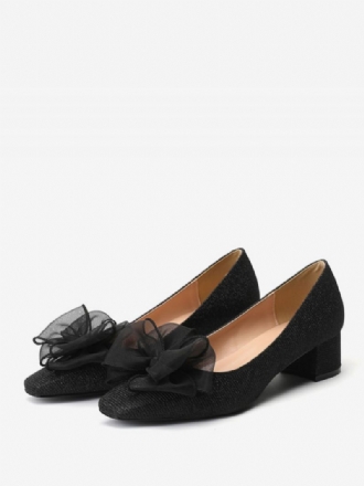 Kvinner Mellom-lave Hæler Slip-on Buer Square Toe Pumps Chunky Heel Office & Career Black