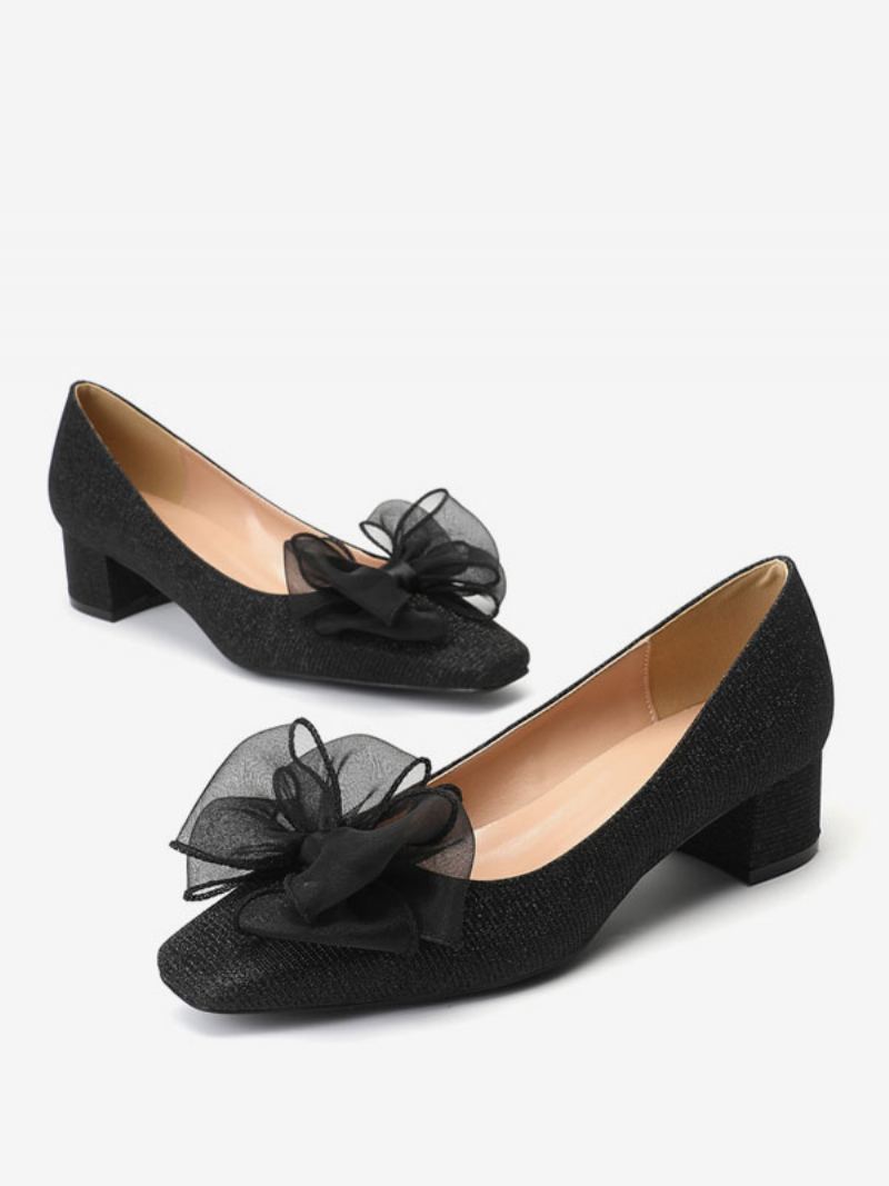 Kvinner Mellom-lave Hæler Slip-on Buer Square Toe Pumps Chunky Heel Office & Career Black - Svart