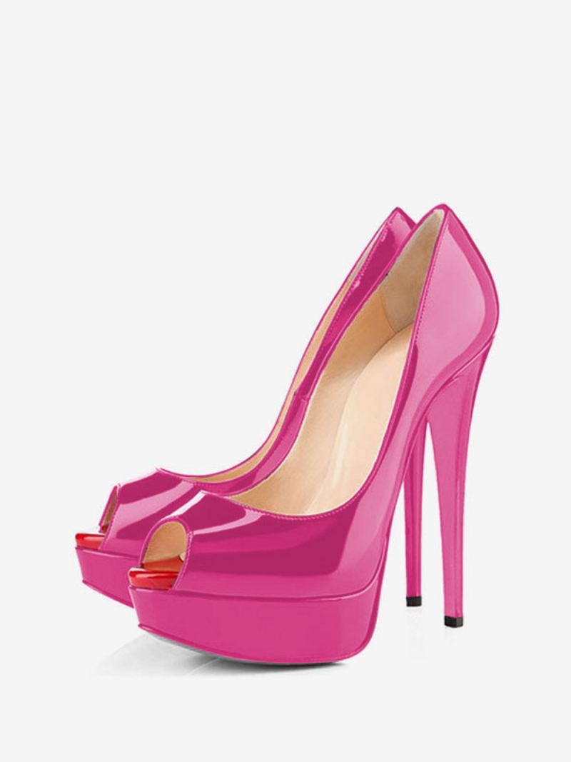 Kvinner Svart Peep Toe Heels Plattform Stiletto Heel Pumps Sexy Sko - Rose