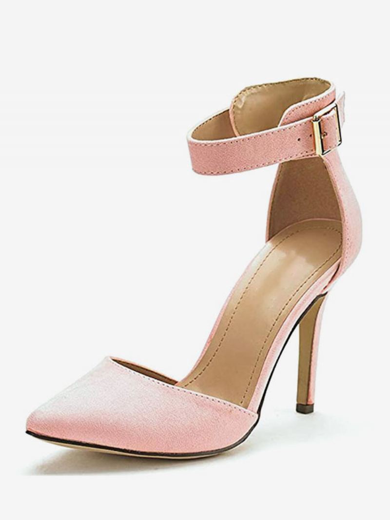 Kvinners Blå Ankelstropp Hæl Dorsay Spisse Tå Stiletto Heel Pumps - Rosa