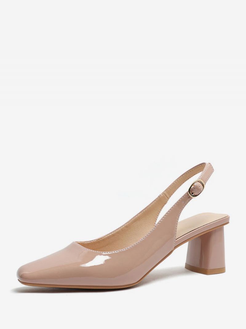 Kvinners Block Heel Pumps Square Toe Slingback Hæler - Gul / Rød