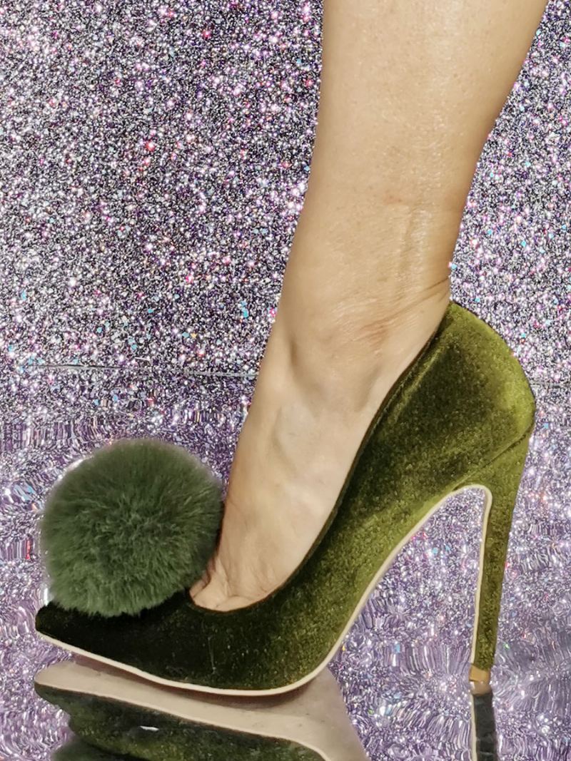 Kvinners Hæler Med Spiss Tå Pumps Stiletthæl Micro Suede Øvre - Hunter Green