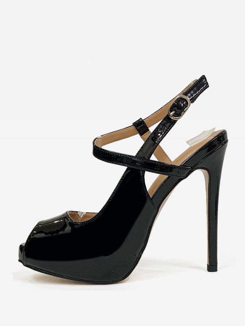 Kvinners Høye Hæler Peep Toe Stiletto Heel Slingback Pumps