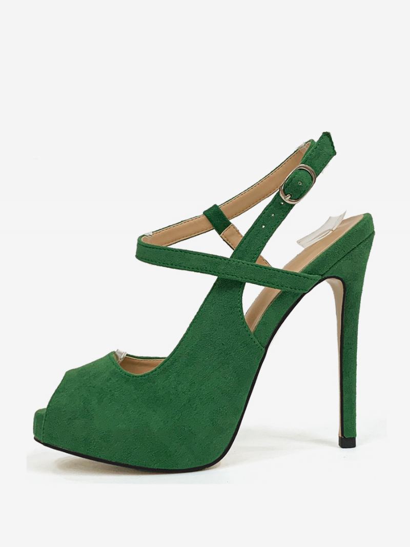 Kvinners Høye Hæler Peep Toe Stiletto Heel Slingback Pumps - Grønn