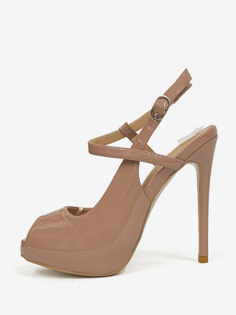 Kvinners Høye Hæler Peep Toe Stiletto Heel Slingback Pumps - Kamel