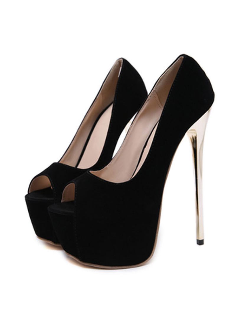 Kvinners Peep Toe Hæler Plattform Stiletthæl Chic Sexy Pumps - Sort