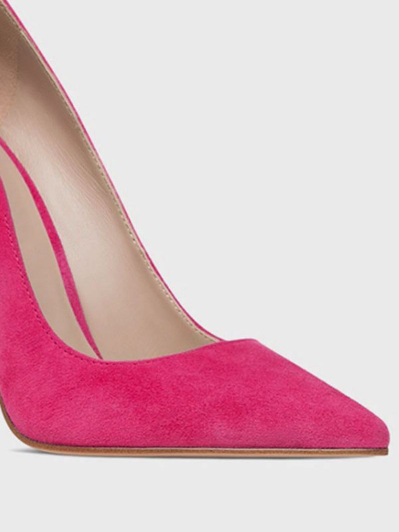 Kvinners Spisse Tå Stiletto Prom Heel Pumps Imitert Semsket Skinn - Rose