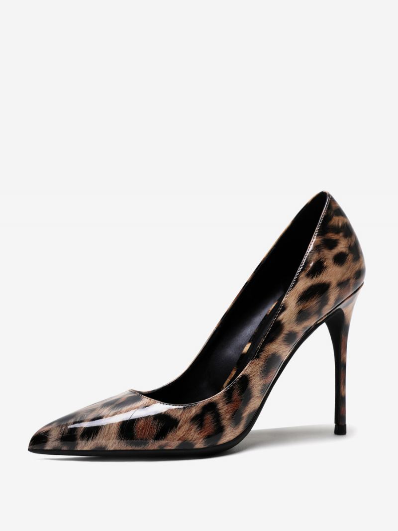 Leopard High Heel Pumps Med Spisse Tå Stiletthæler For Kvinner