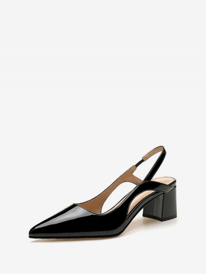 Mellom-lave Hæler For Kvinner Elegante Spissede Tå Tykk Hæl Slip-on Glamorøse Blå Slingback