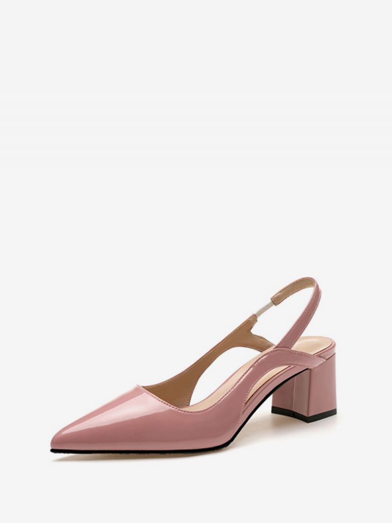 Mellom-lave Hæler For Kvinner Elegante Spissede Tå Tykk Hæl Slip-on Glamorøse Blå Slingback - Rosa