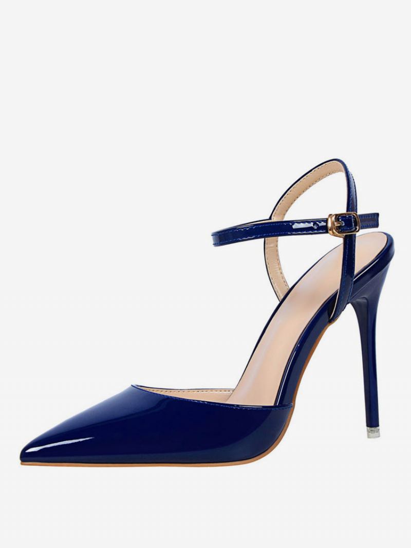 Naken Høye Hæler Med Spiss Tå Slingback Pumps For Kvinner - Mørk Navy