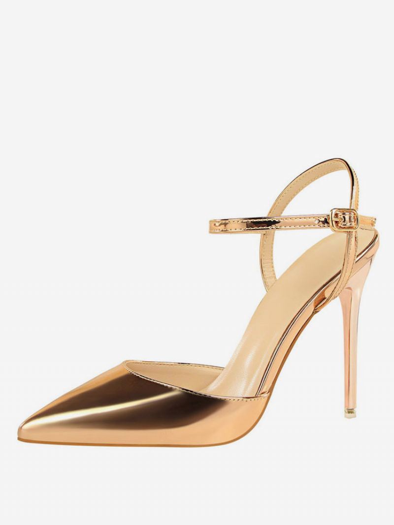 Naken Høye Hæler Med Spiss Tå Slingback Pumps For Kvinner - Champagne