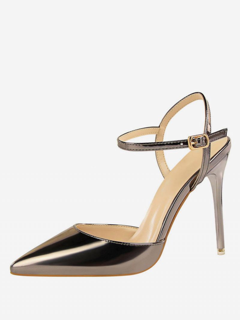 Naken Høye Hæler Med Spiss Tå Slingback Pumps For Kvinner - Metallic