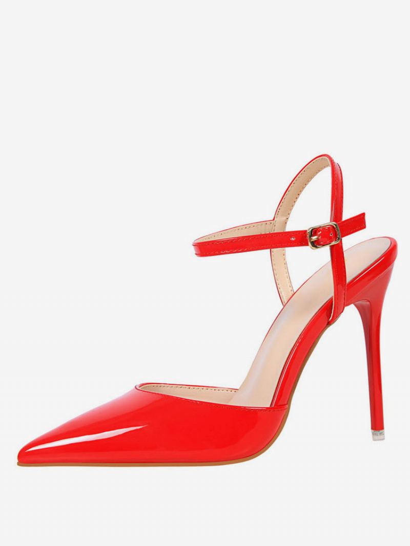 Naken Høye Hæler Med Spiss Tå Slingback Pumps For Kvinner - Ture Red