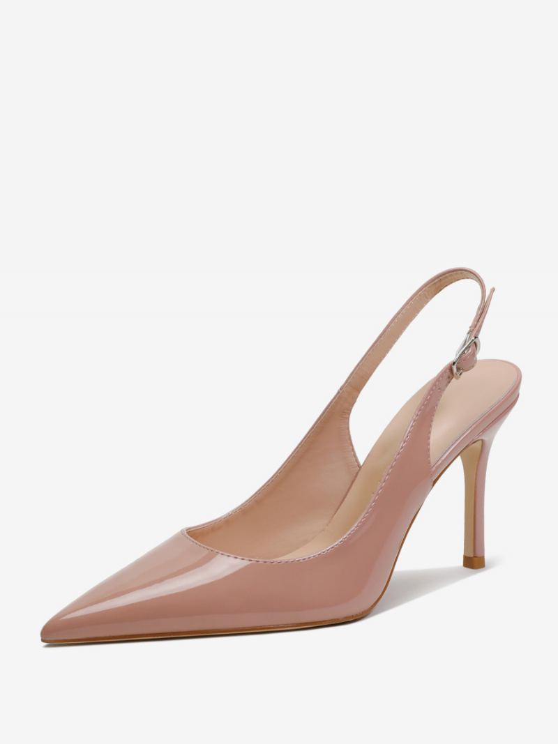 Slingback Hæler For Kvinner Knapper Stiletthæl Pumper - Kjøtt