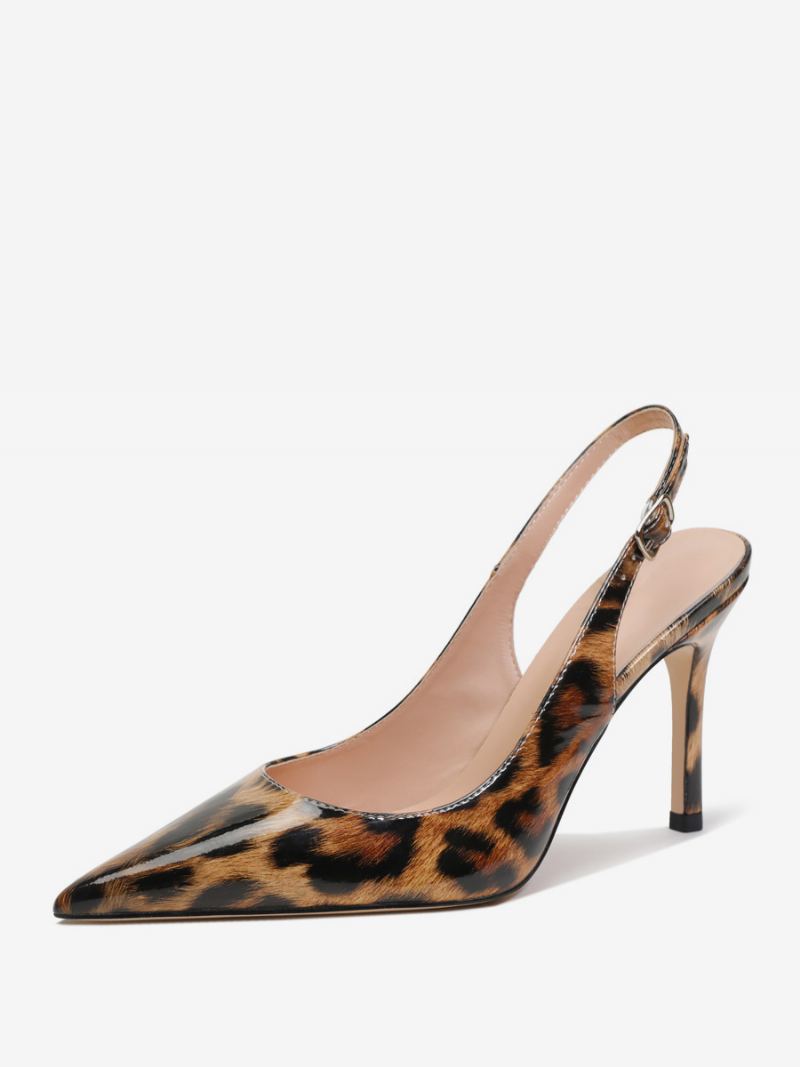 Slingback Hæler For Kvinner Knapper Stiletthæl Pumper - Leopard