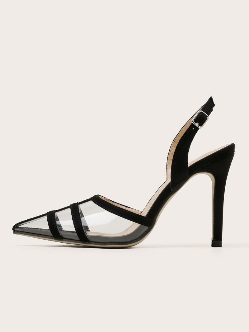 Slingback Pumps Med Stiletthæl I Klar Pvc For Kvinner - Svart